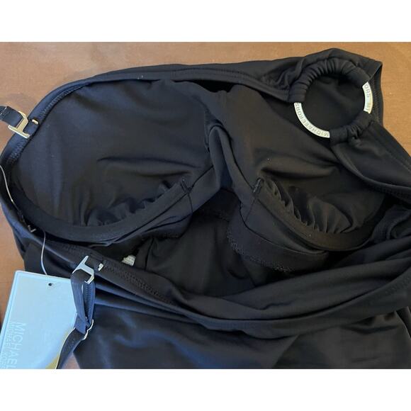 Michael Kors One Piece Swimsuit Size 6 Black Underwire One Shoulder Womens NEW - Picture 9 of 11